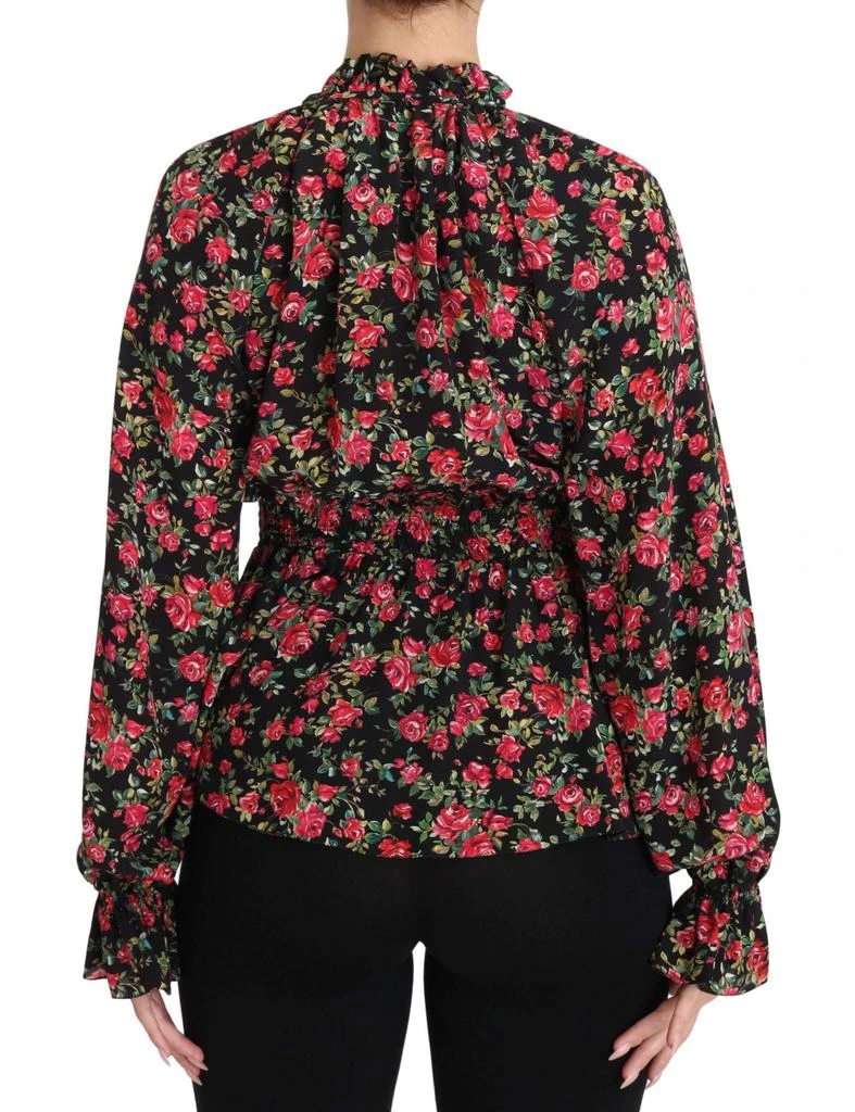 Dolce & Gabbana Dolce & Gabbana Black Rose Print Floral Shirt Top Blouse 2