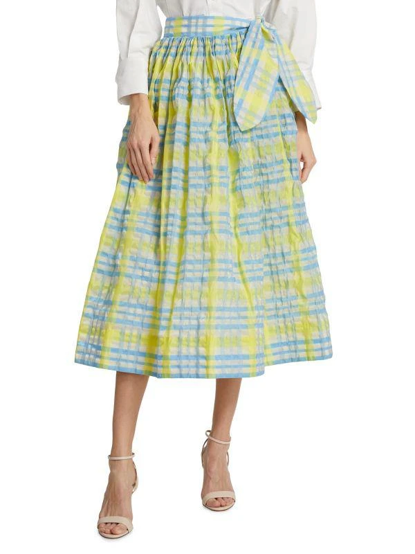 Rosie Assoulin Plaid Cotton-Blend Midi-Skirt 1
