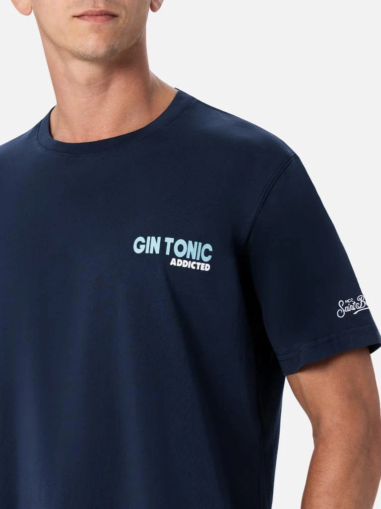 Mc2 Saint Barth Man Cotton T-shirt With Gin Tonic Addicted Placed Print 1