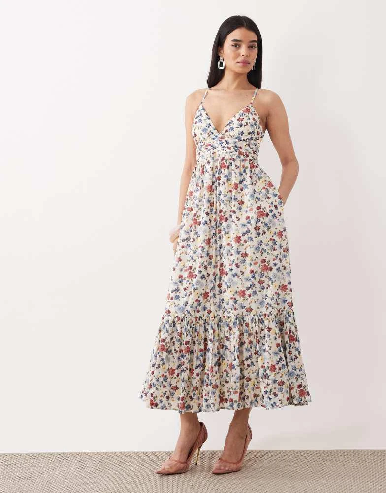 Abercrombie & Fitch Abercrombie & Fitch v neck flowy maxi dress with built  in bra in floral print - Dresses & Skirts - Free Shipping - BeyondStyle