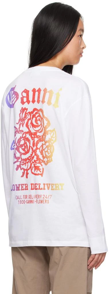 Ganni White Printed Long Sleeve T-Shirt 3