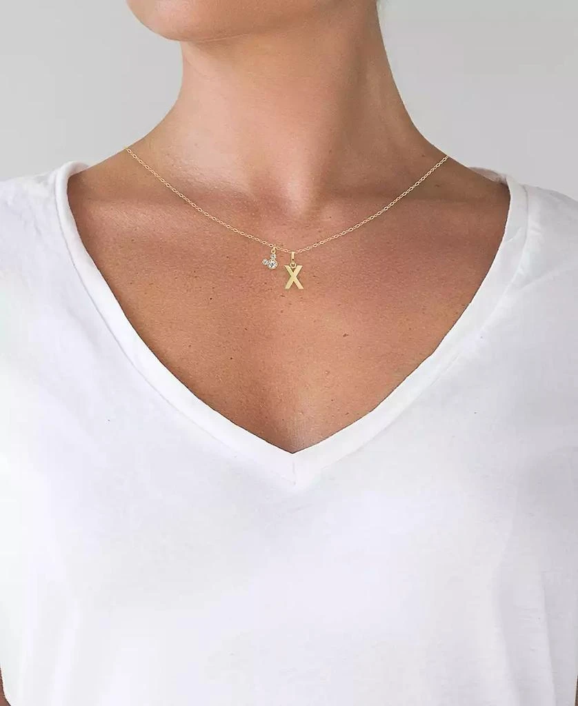 Disney Mickey Mouse Initial Pendant 18" Necklace with Cubic Zirconia in 14k Yellow Gold 2