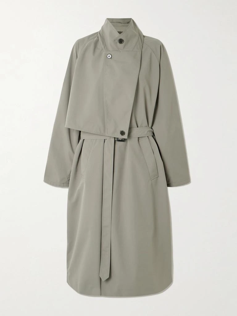 Tibi Frank Belted Layered Shell Trench Coat - Stone