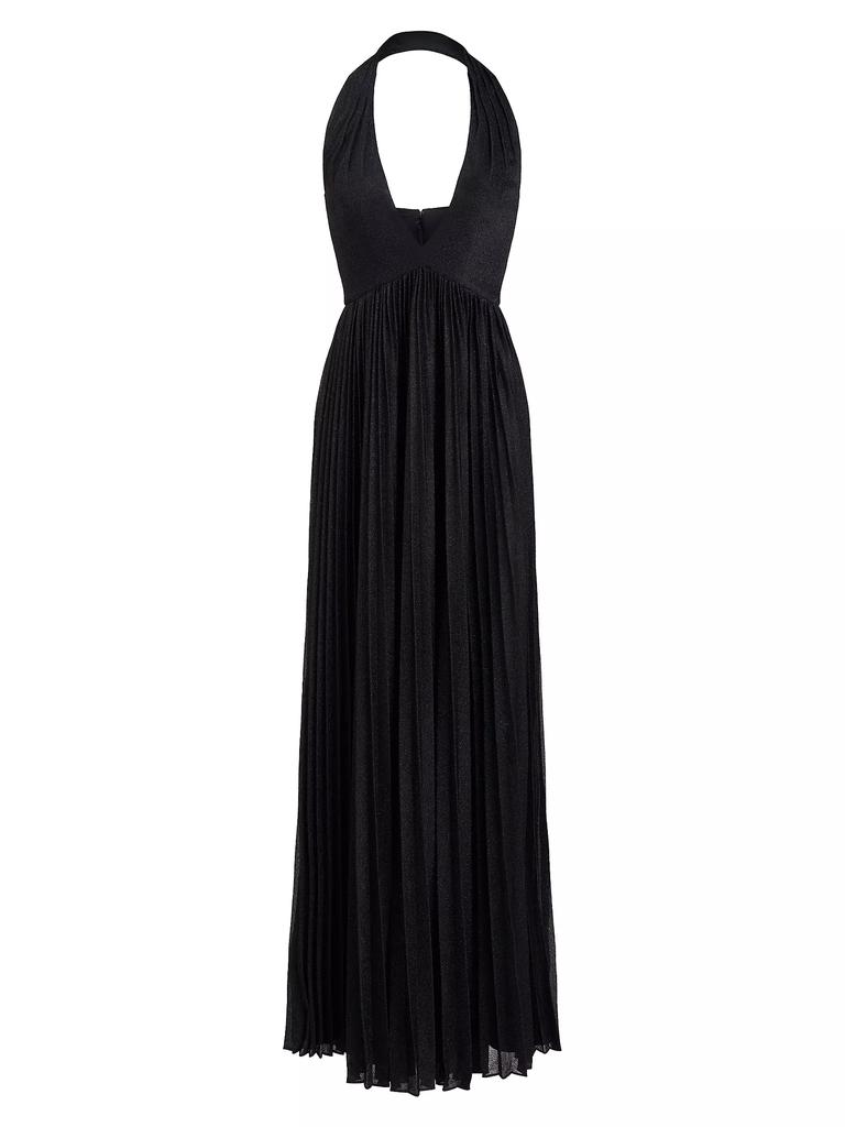 Halston Tiffany Pleated Halter Gown