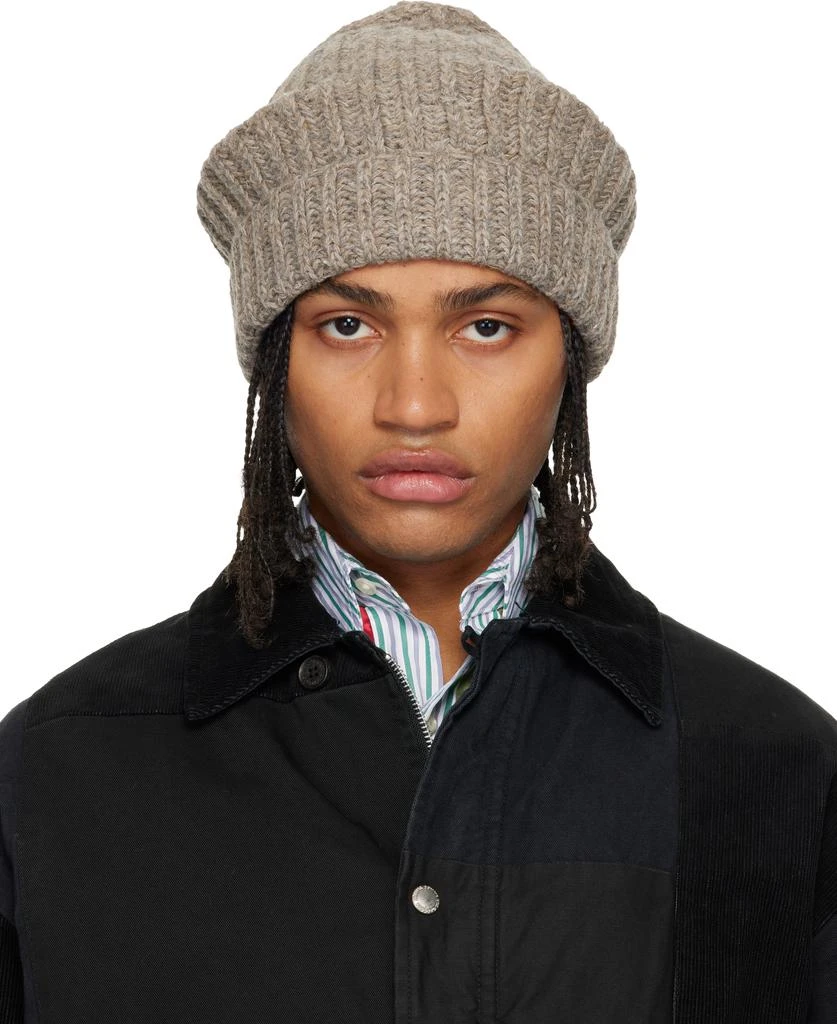 MAISON MARGIELA Taupe Rib-Knit Beanie 1