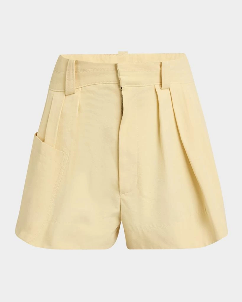 Chloé Pleated Mini Canvas Shorts 1
