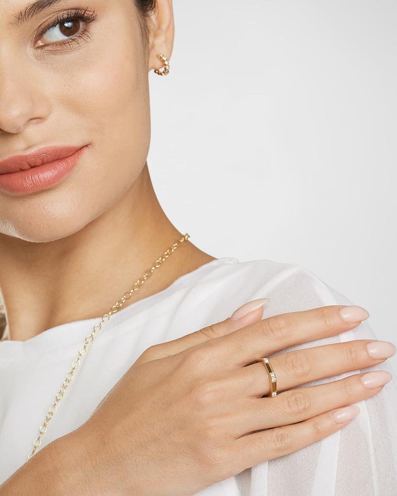 Syna 18K Yellow Gold Hex Band with Diamonds, Size 6.5