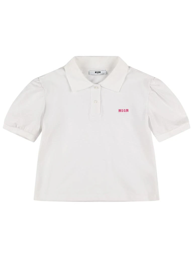 MSGM Embroidered Cotton Piquet Polo T-shirt 1