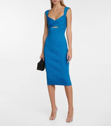Self Portrait Ribbed-knit midi dress 2