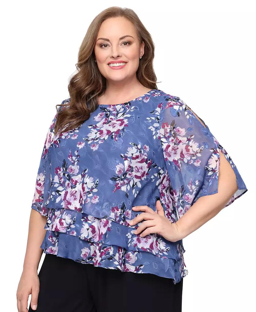 Alex Evenings Plus Size 3/4-Sleeve Chiffon Top