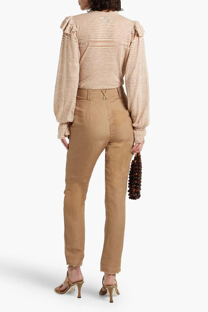 Aje Impressionist lace-up linen-bend slim-leg pants 3