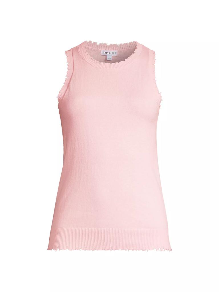 Minnie Rose Cotton-Cashmere Frayed Tank