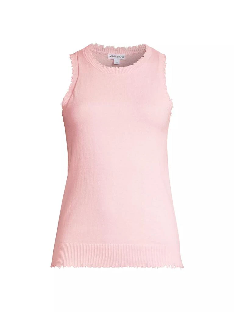 Minnie Rose Cotton-Cashmere Frayed Tank 1