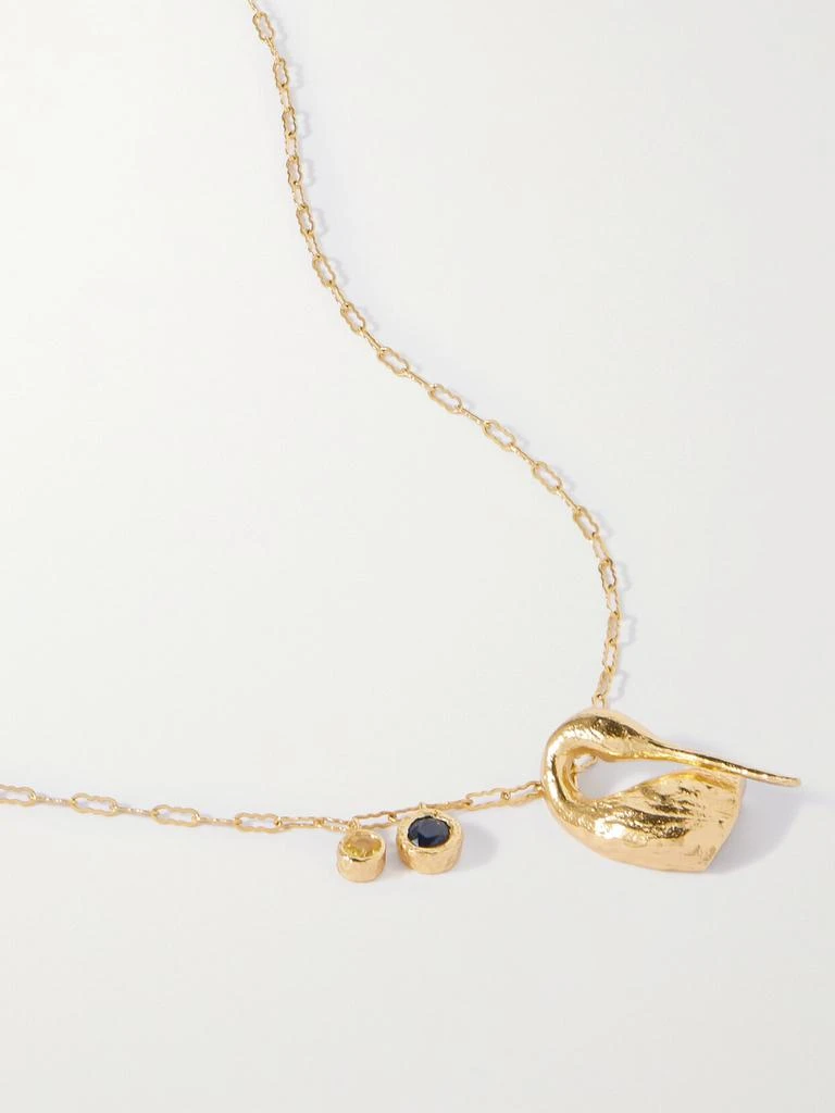 PACHAREE Duo Gems 镀金纯银蓝宝石项链 1