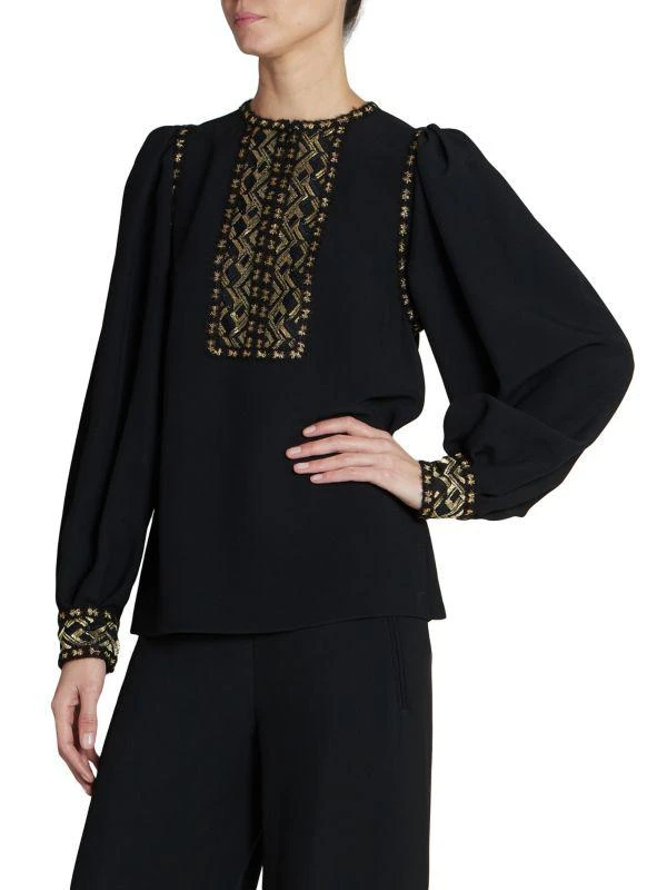 Andrew Gn Metallic Long-Sleeve Blouse 3