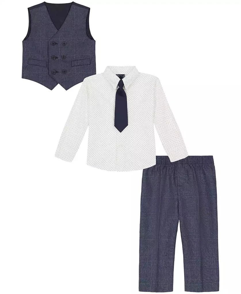 Nautica Toddler and Little Boys Shirt, Windowpane Vest, Pants & Neck Tie Set, 4 piece 7