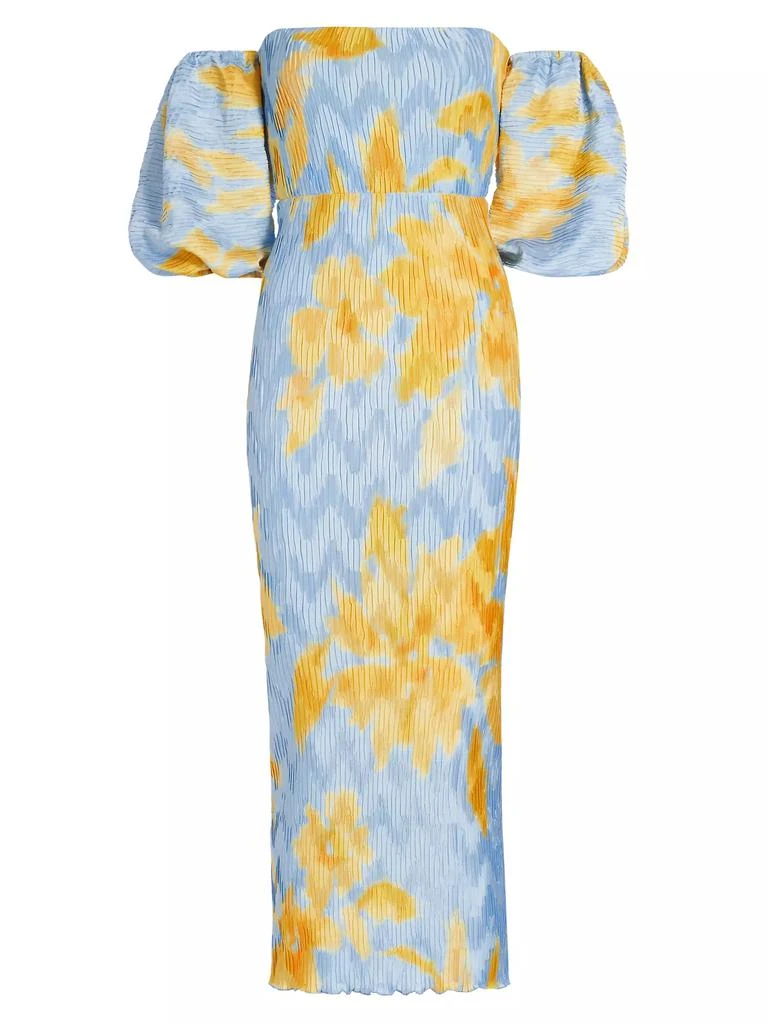 L'Idée Pleated Off-The-Shoulder Midi-Dress 1