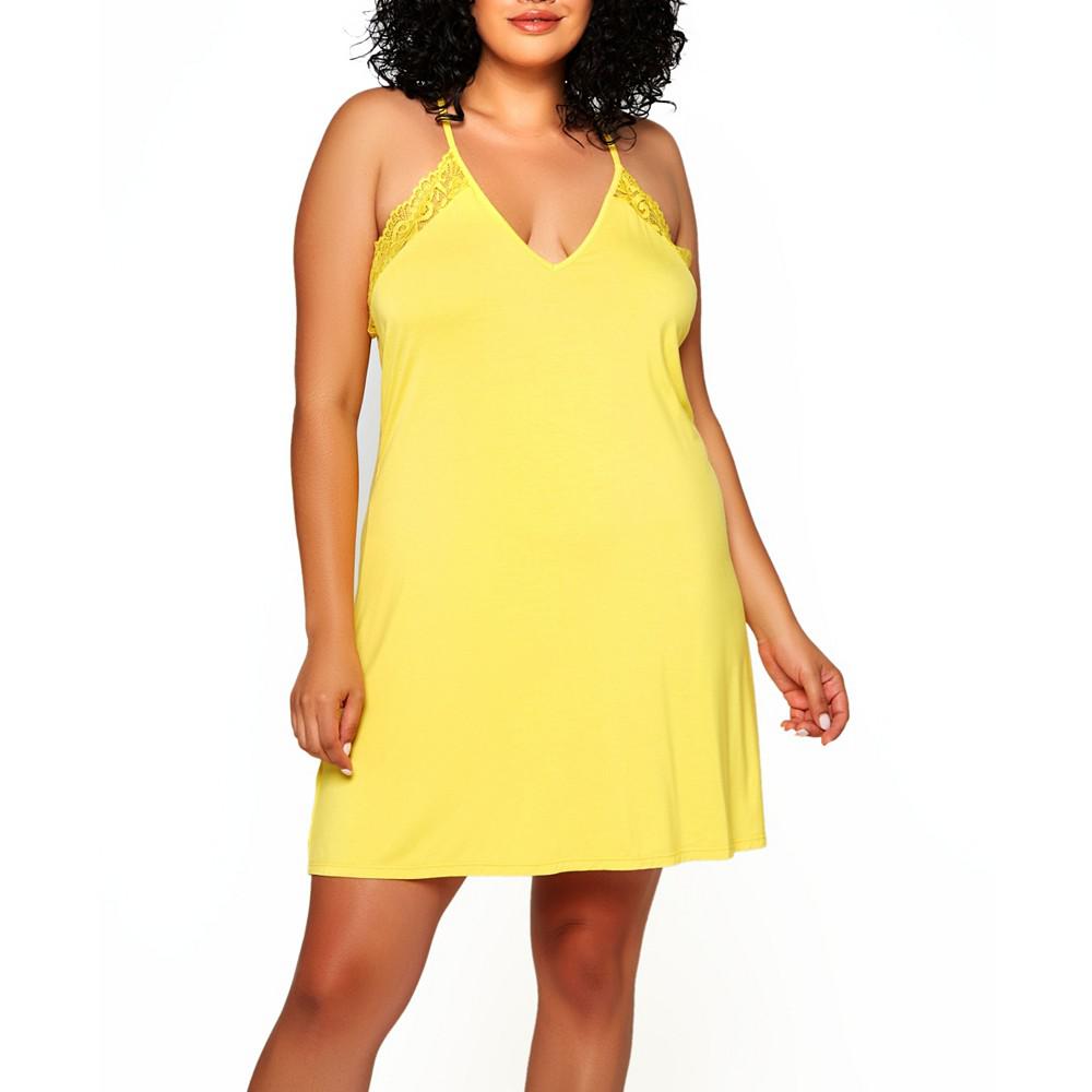 iCollection Zennie Plus Size Modal and Lace Chemise Lingerie