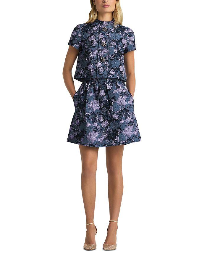 St. John Floral Metallic Skirt