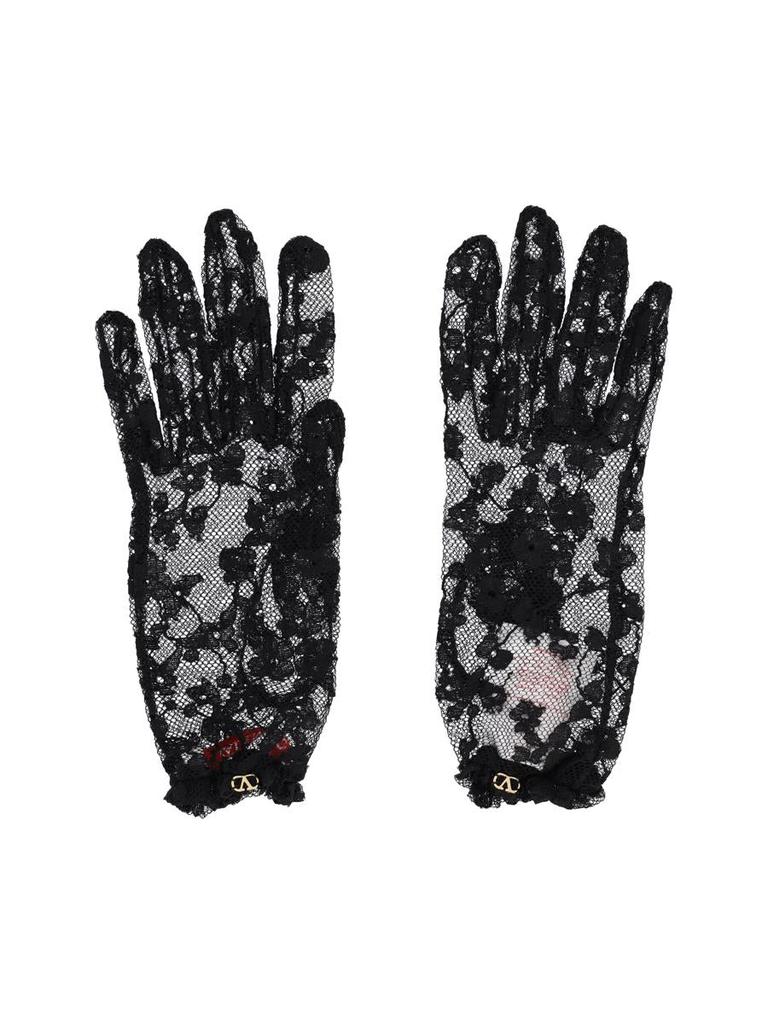 【関税&送料込】Valentino Garavani Black Mesh Vlogo Gloves Valentino Valentino VLogo Signature Mesh Gloves