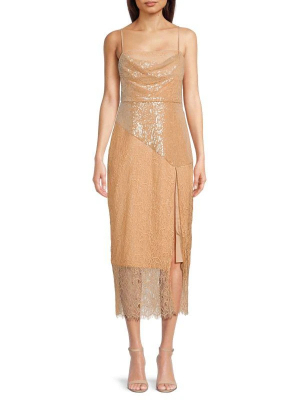 BCBG Side Slit Sequined Midi Dress Dresses Skirts Compare
