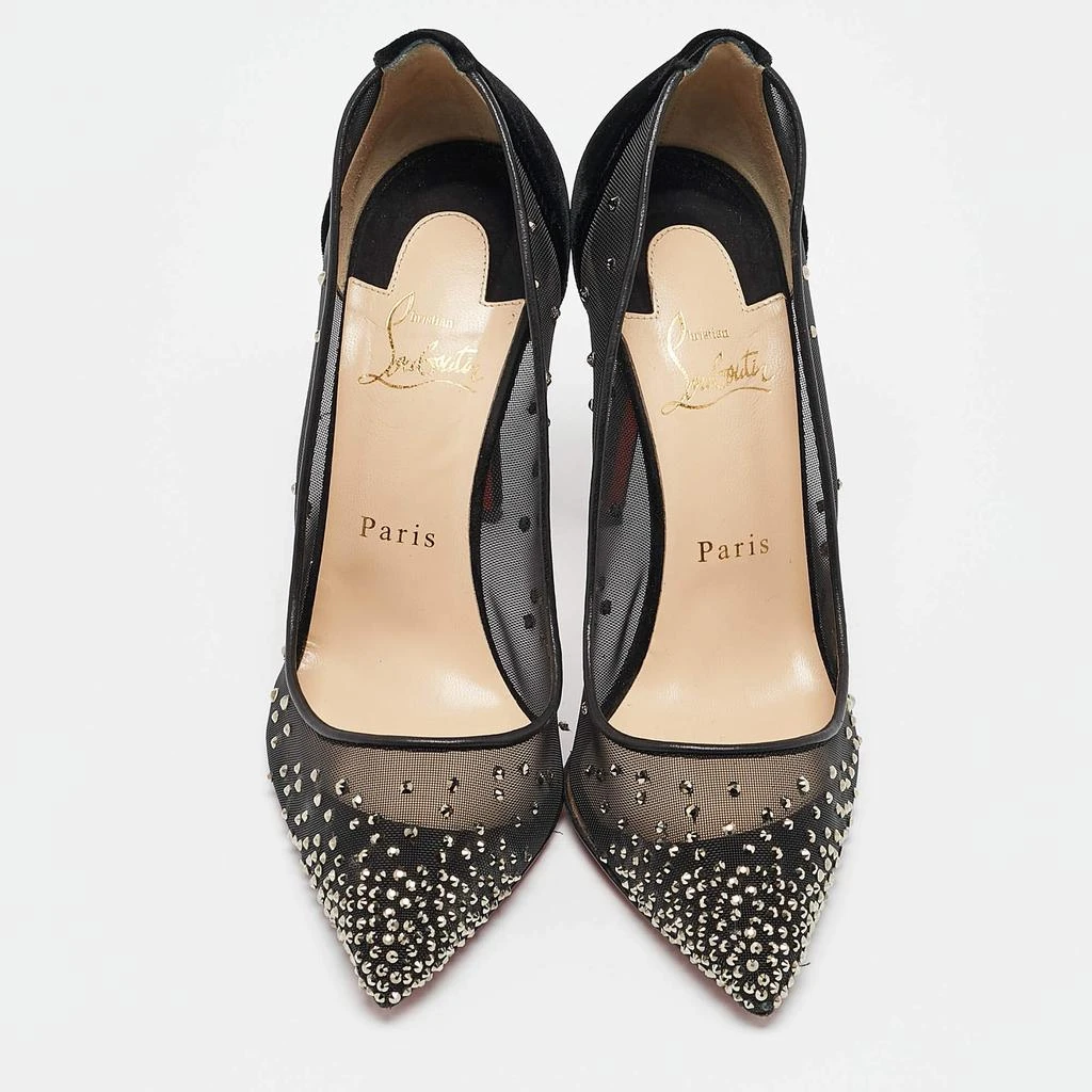 Christian Louboutin Christian Louboutin Black Mesh and Velvet Follies Strass Pumps Size 38.5 3