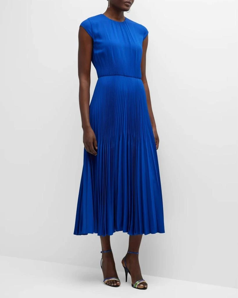 Jason Wu Cap-Sleeve Pleated Midi Dress In Klein Blue 2