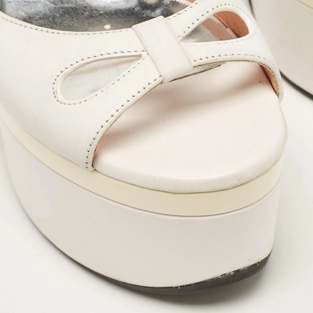 ROCHAS Rochas White Leather Cutout Platform Ankle Strap Sandals Size 38 7