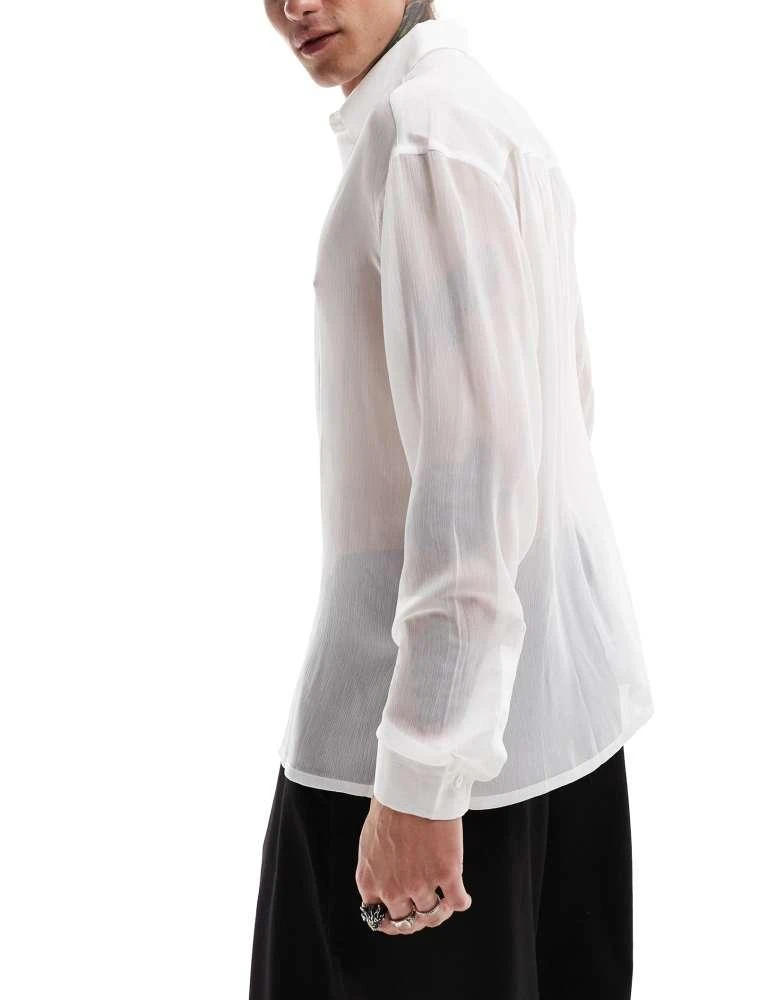 ASOS ASOS DESIGN 90s oversized organza shirt with bib detail in white 4