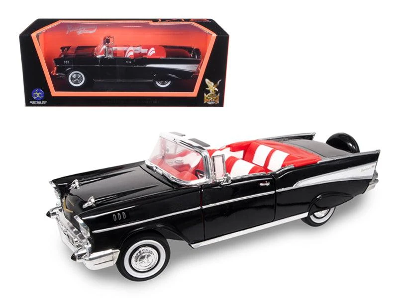 Road Signature 1957 Chevrolet Bel Air Convertible Black 1/18 Diecast Model Car by 1