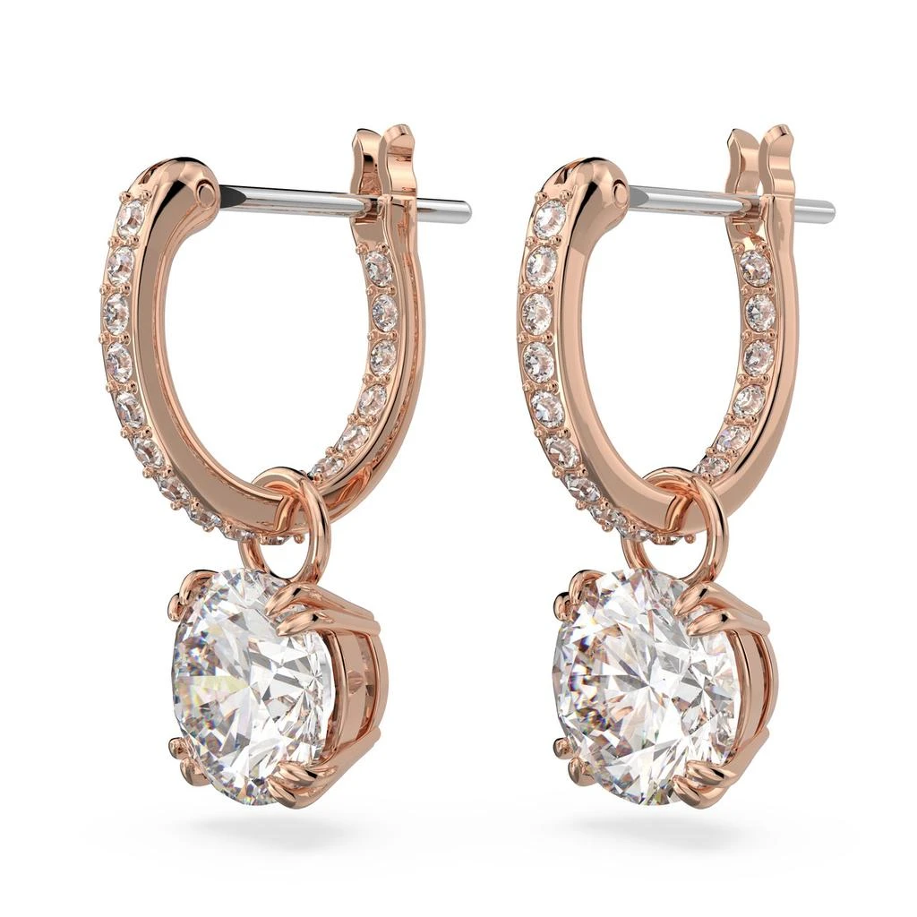 Swarovski Stilla drop earrings round cut white rose gold-tone plated 3