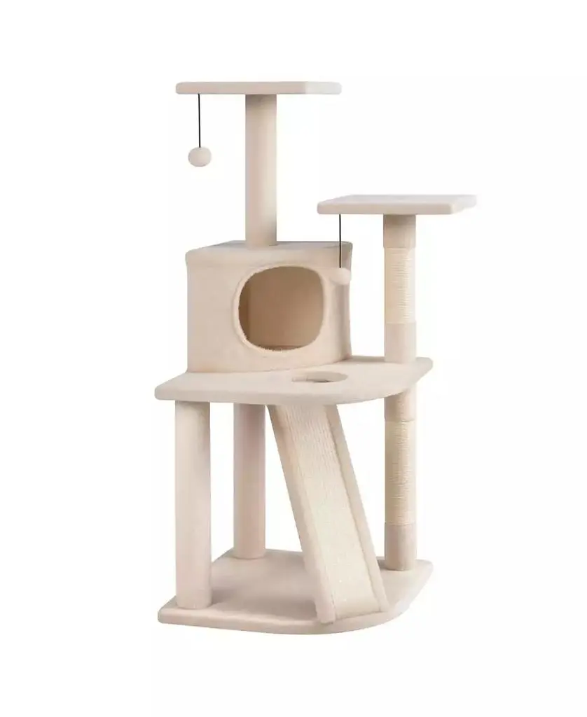 COZITO 44 in Tall Kitten Tower with Condo and 2 Plush Perches, Beige new arrivals