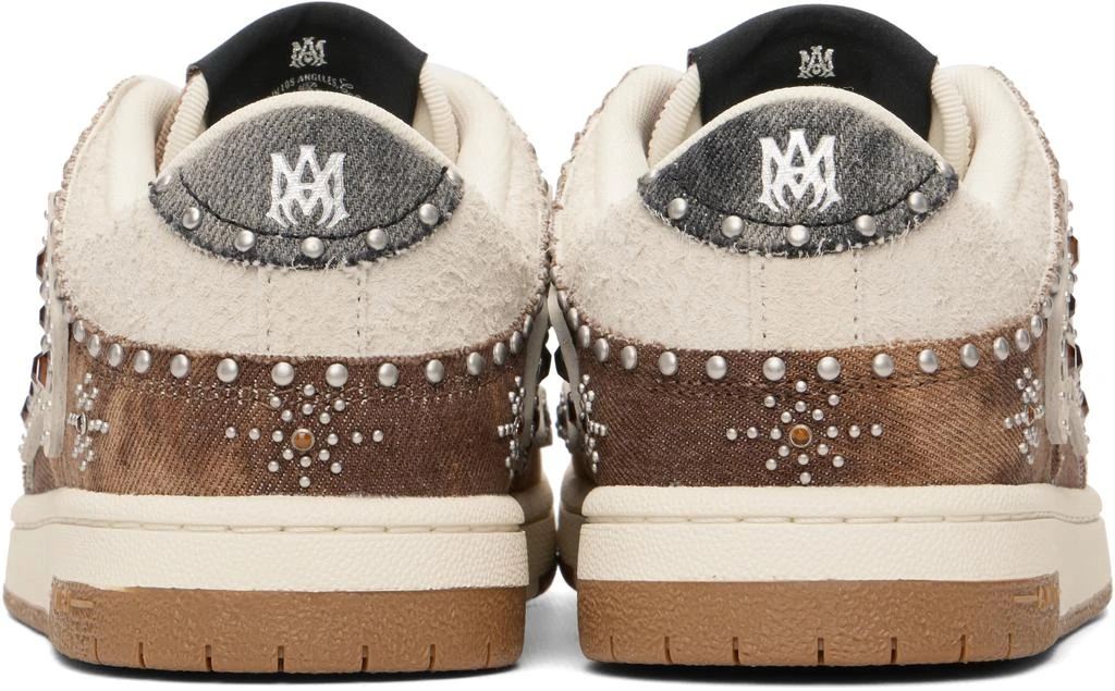 AMIRI Brown 
Beige Stud Skel Top Low Sneakers 2