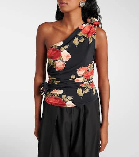 Magda Butrym Floral ruched one-shoulder top 6