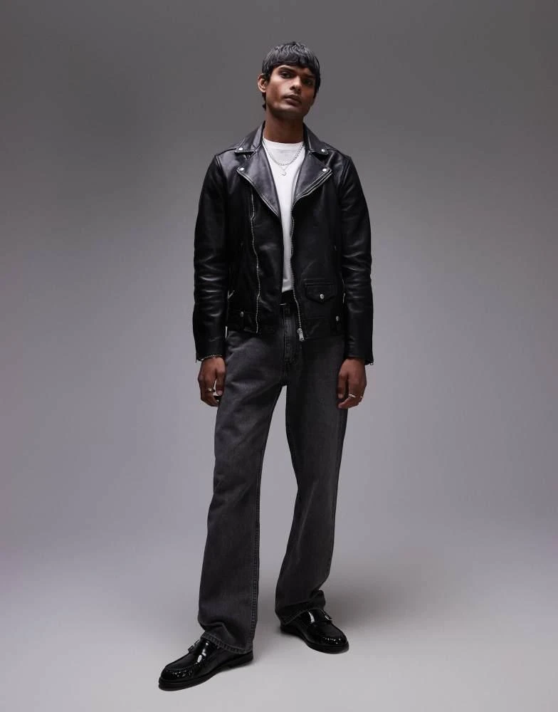 ALL SAINTS AllSaints Milo leather biker jacket in black 3