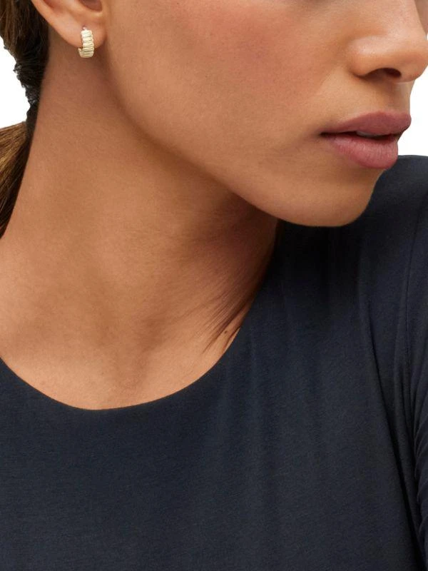 Saks Fifth Avenue 14K Yellow Gold Wavy Earrings 3