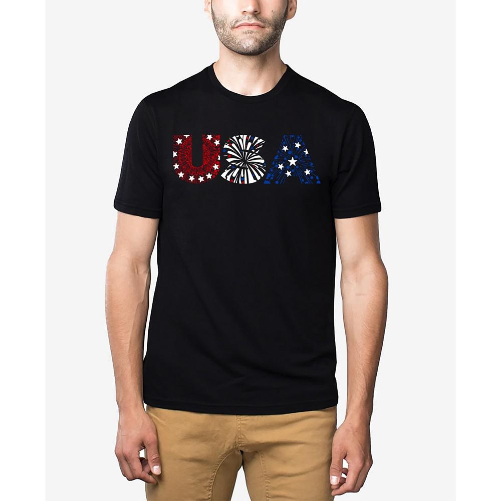 LA Pop Art USA Fireworks - Men's Premium Blend Word Art T-Shirt