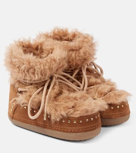 INUIKII Long Curly shearling and suede snow boots 1
