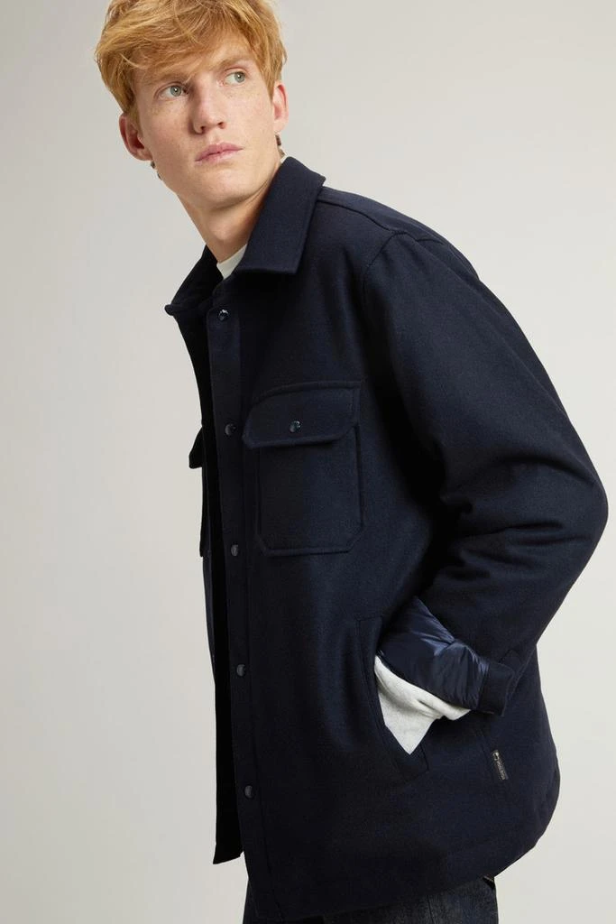 Woolrich Alaskan Padded Overshirt in Recycled Italian Wool Blend - Men - Blue 4