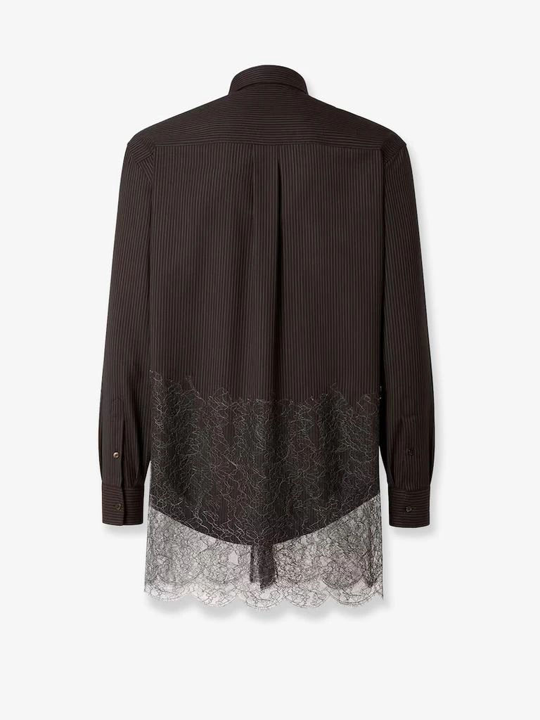 Fendi Pinstriped wool shirt with lace insert 4