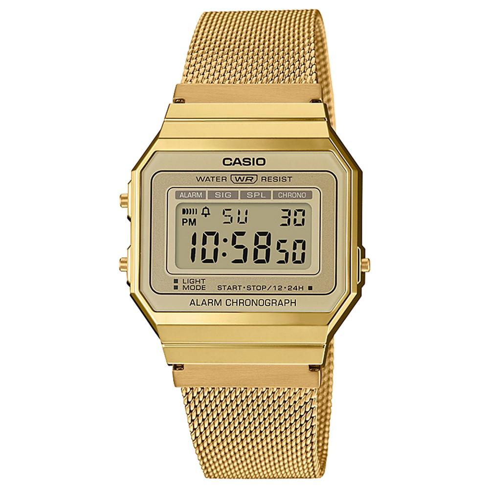 Casio Unisex Gold-Tone Stainless Steel Mesh Bracelet Watch 35.5mm