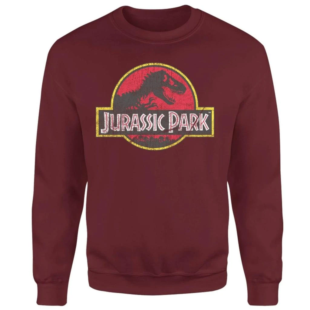 Jurassic Park Jurassic Park Logo Vintage Sweatshirt - Burgundy 1
