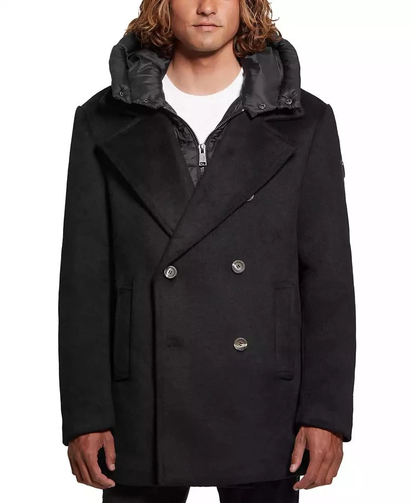 GUESS Men's Peacoat with Removable Nylon Hooded Inset 4