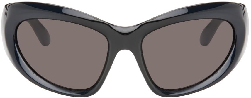 Shop Black Wrap D-Frame Sunglasses on Sale at BeyondStyle