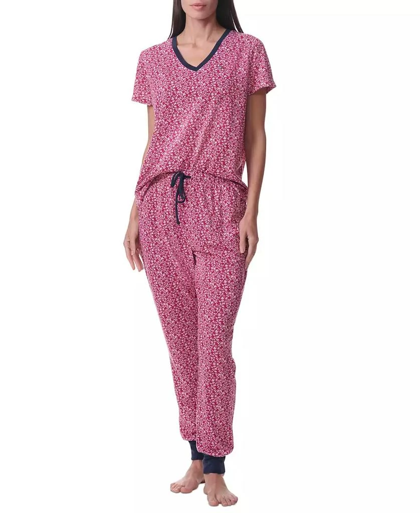 Tommy Hilfiger Women's Printed Short-Sleeve Tee & Jogger Set 1