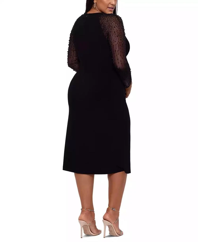 Betsy & Adam Betsy & Adam Plus Size Embellished-Sleeve Bodycon Dress 2