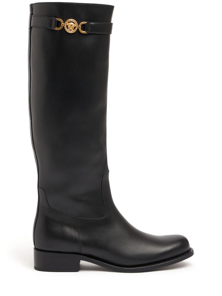 VERSACE 25mm Leather Tall Boots