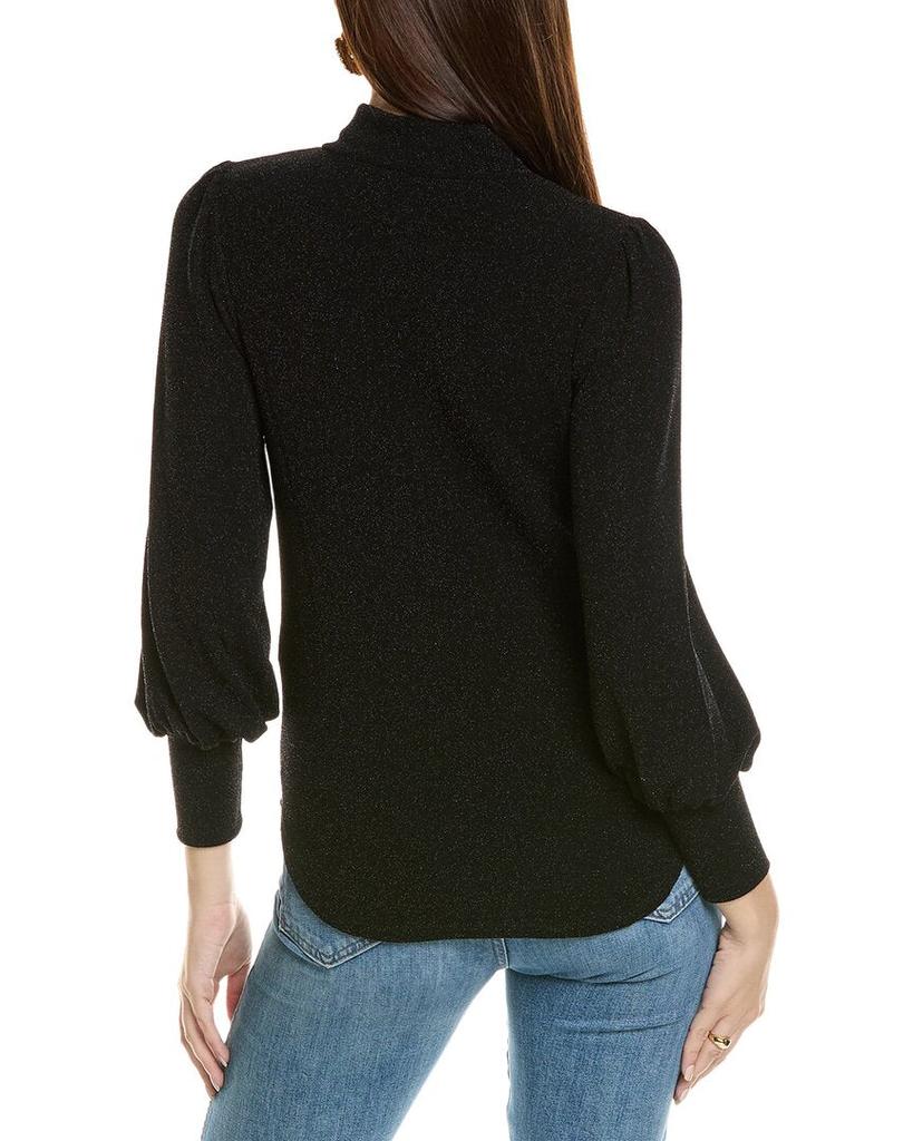 Joan Vass Puff Sleeve Lurex Top
