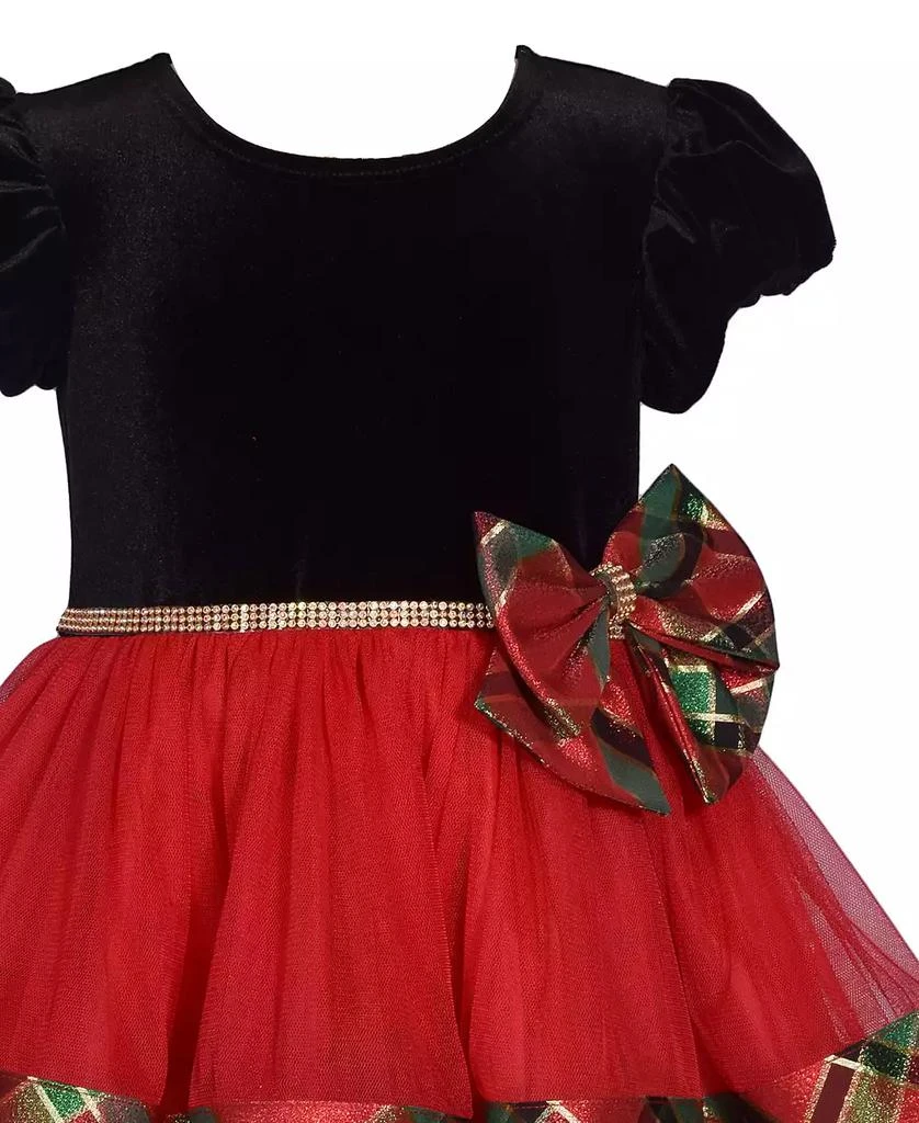 Bonnie Jean Toddler Girls Stretch Velvet to Tiered Plaid Dress 3