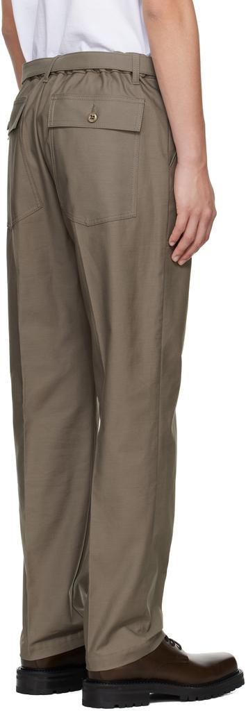 Shop Taupe WTAPS Edition Cotton Back Satin Trousers on Sale